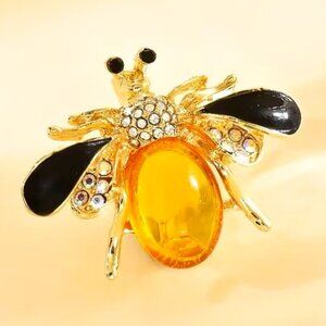 Bee Brooch Beautiful Rhinestone Pin Gemstone Glam Insect Bumble Sparkle Honey